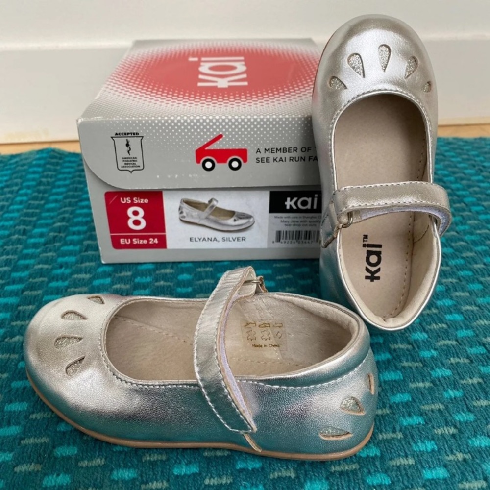 See Kai Run Elyana Silver Mary Janes